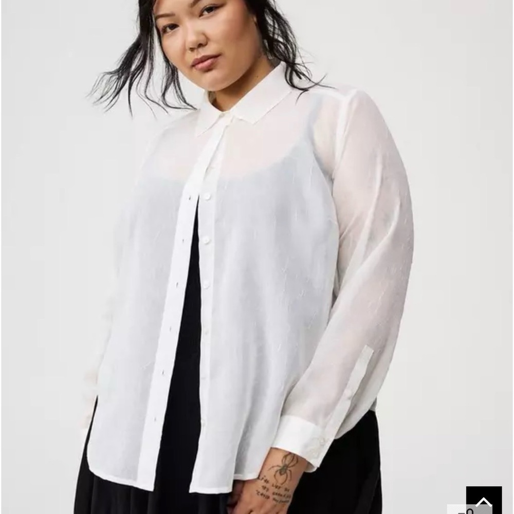 Torrid Cloud Dancer Sheer Button-Up Shirt 5 NWT